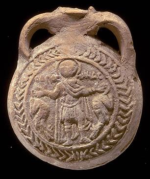Another pilgrim flask from Abu Mina, now at the Louvre, Paris.
