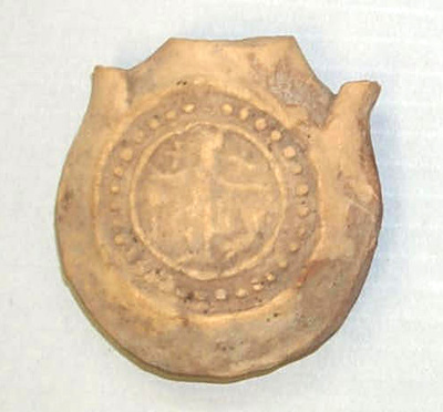 The collection of Staten Island Institute of Arts and Sciences at the College of Staten Island Library contains three pilgrim-flasks or ampullae from Abu Mena's shrine.