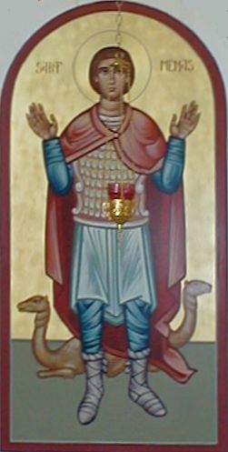 Icon  of St. Menas, the Egyptian Soldier in the Roman Army, at St. Mary Orthodox (not Coptic) Church Chambersburg, PA, USA (Source: icon  of St. Menas, the Egyptian Soldier in the Roman Army, at St. Mary Orthodox (not Coptic) Church Chambersburg, PA, USA <http://www.rdrop.com/users/stmary/>)